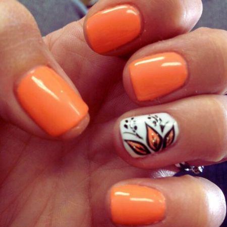 Matte-Orange-Nails-with-Cute- Halloween-Vibes