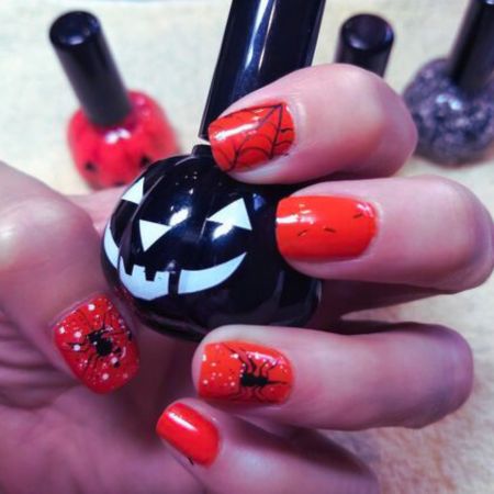 Orange-Spider-Nail-Design