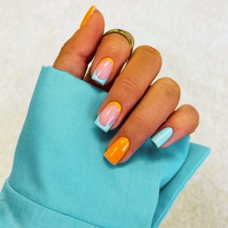Short-Orane-and-Blue-Nails